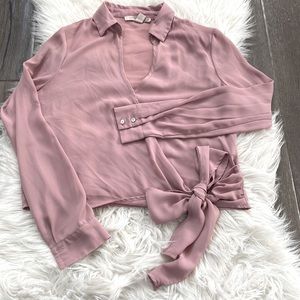 Forever 21 pink blouse with bow